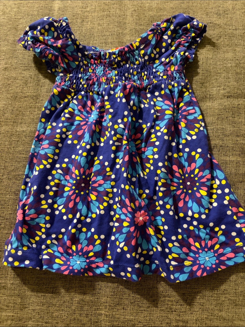 healthtex Blue Floral Dot Smocked Sundress